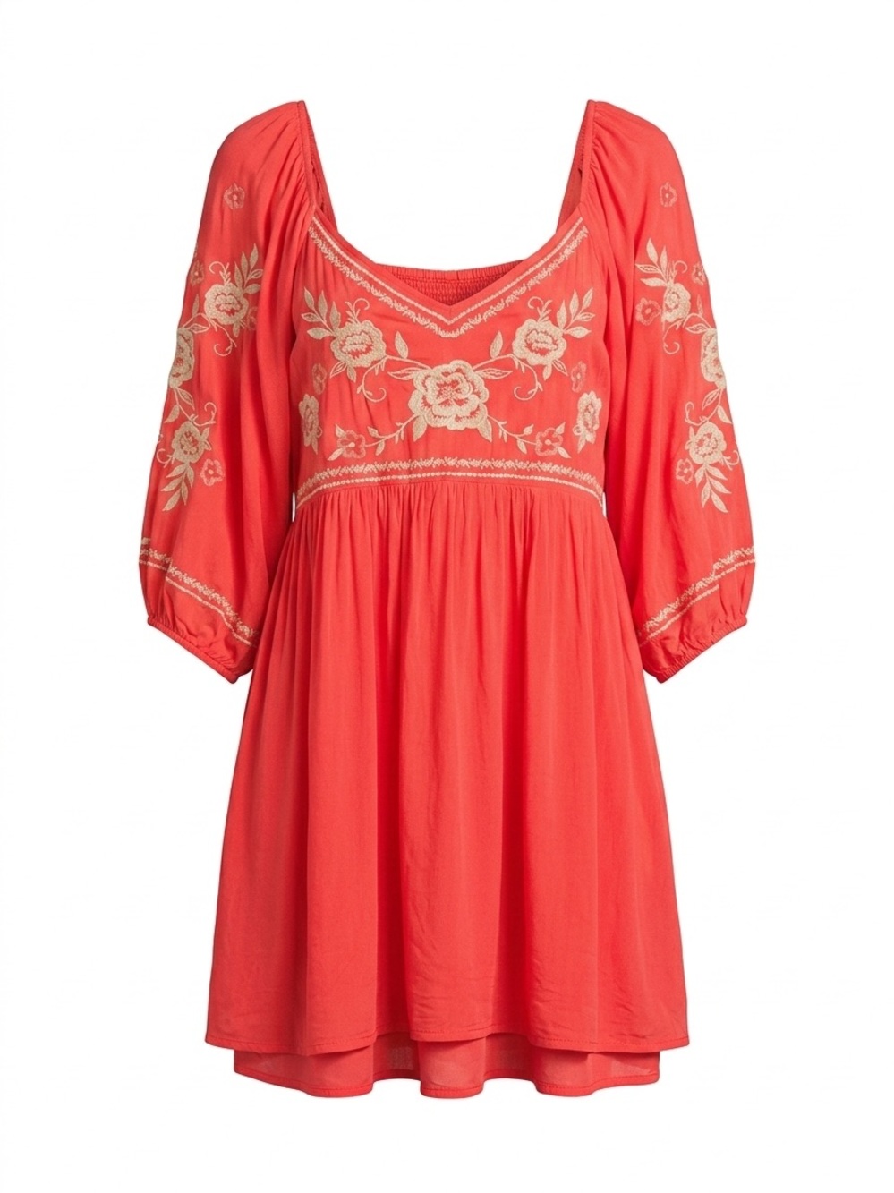 Savanna Jane Coral Embroidered Cowgirl Boho Mini Dress / Tunic - 2X